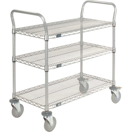 Nexel Utility Cart w/3 Shelves & Poly Brake Casters, 1200 lb. Cap, 36inL x 18inW x 39inH 168210B